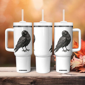 Curious Raven Crow Tumbler With Handle Vintage Dark Academia Gothic Black Bird Graphic TS10 Print Your Wear