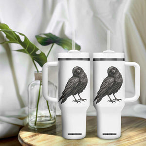 Curious Raven Crow Tumbler With Handle Vintage Dark Academia Gothic Black Bird Graphic TS10 Print Your Wear
