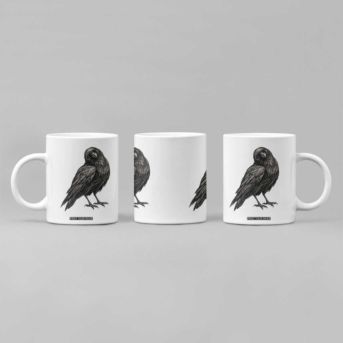 Curious Raven Crow Coffee Mug Vintage Dark Academia Gothic Black Bird Graphic TS10 Print Your Wear