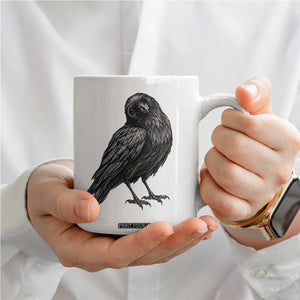 Curious Raven Crow Coffee Mug Vintage Dark Academia Gothic Black Bird Graphic TS10 Print Your Wear