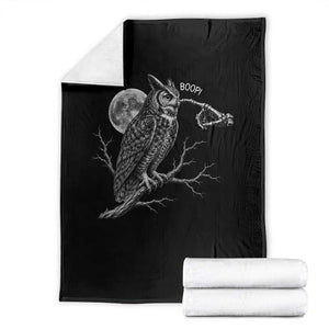 Skeleton Hand Boop Owl Throw Blanket Funny Spooky Halloween Moon Graphic TS10 Black Print Your Wear