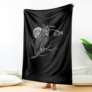 Skeleton Hand Boop Owl Throw Blanket Funny Spooky Halloween Moon Graphic TS10 Print Your Wear