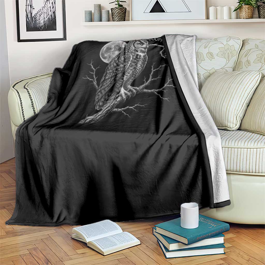 Skeleton Hand Boop Owl Throw Blanket Funny Spooky Halloween Moon Graphic TS10 Print Your Wear