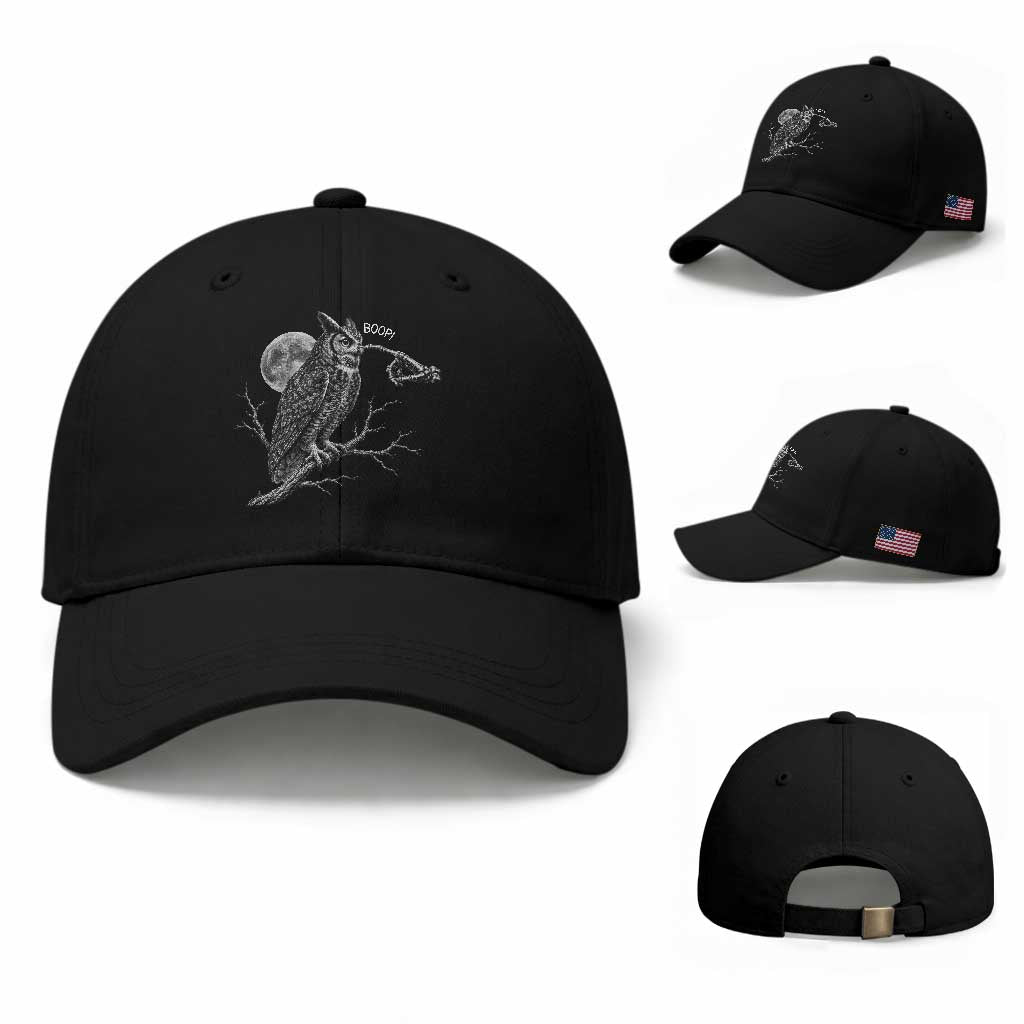 Skeleton Hand Boop Owl Baseball Cap Funny Spooky Halloween Moon Graphic TS10 Baseball Cap Universal Fit Black Print Your Wear