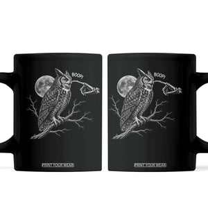 Skeleton Hand Boop Owl Coffee Mug Funny Spooky Halloween Moon Graphic TS10 Black Print Your Wear