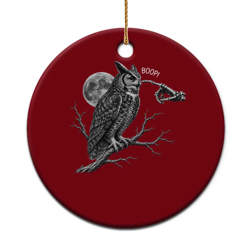 Skeleton Hand Boop Owl Ceramic Ornament Funny Spooky Halloween Moon Graphic TS10 1pc Red Print Your Wear
