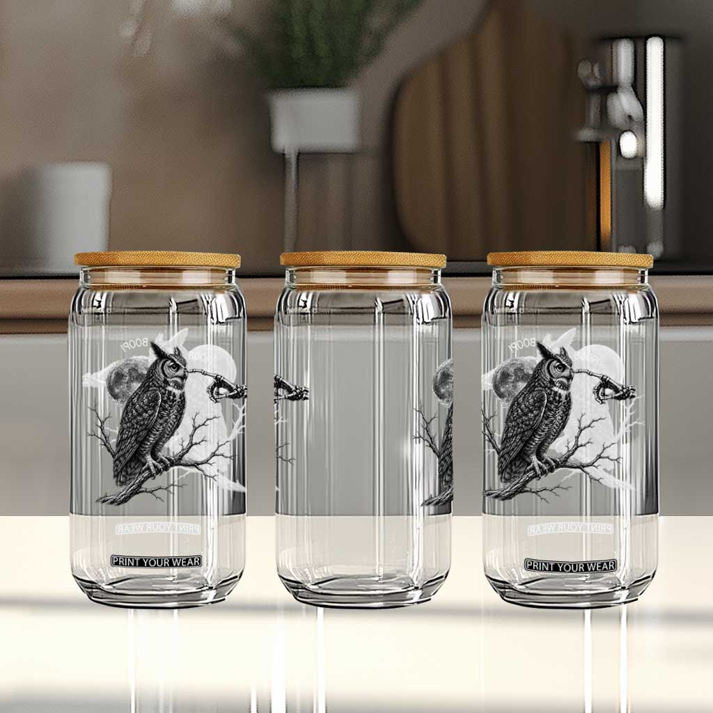Skeleton Hand Boop Owl Glass Can Funny Spooky Halloween Moon Graphic TS10 Print Your Wear