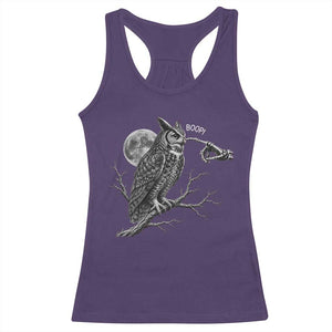 Skeleton Hand Boop Owl Racerback Tank Top Funny Spooky Halloween Moon Graphic TS10 Purple Print Your Wear