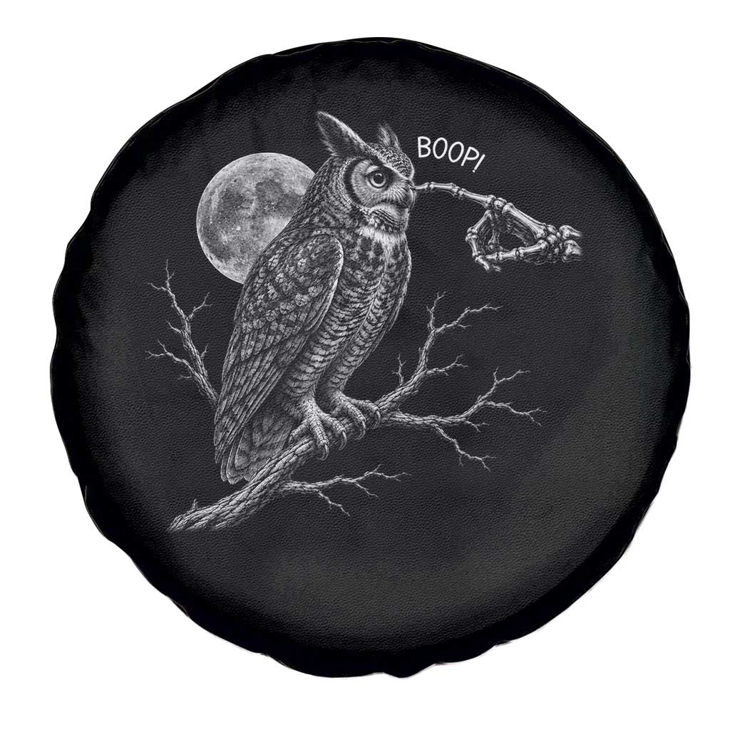 Skeleton Hand Boop Owl Spare Tire Cover Funny Spooky Halloween Moon Graphic TS10 Print Your Wear