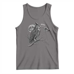 Skeleton Hand Boop Owl Tank Top Funny Spooky Halloween Moon Graphic TS10 Deep Heather Print Your Wear