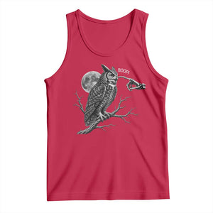 Skeleton Hand Boop Owl Tank Top Funny Spooky Halloween Moon Graphic TS10 Red Print Your Wear