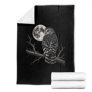 Owl Full Moon Graphic Throw Blanket Vintage Dark Academia Bird TS10 Black Print Your Wear