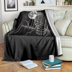 Owl Full Moon Graphic Throw Blanket Vintage Dark Academia Bird TS10 Print Your Wear