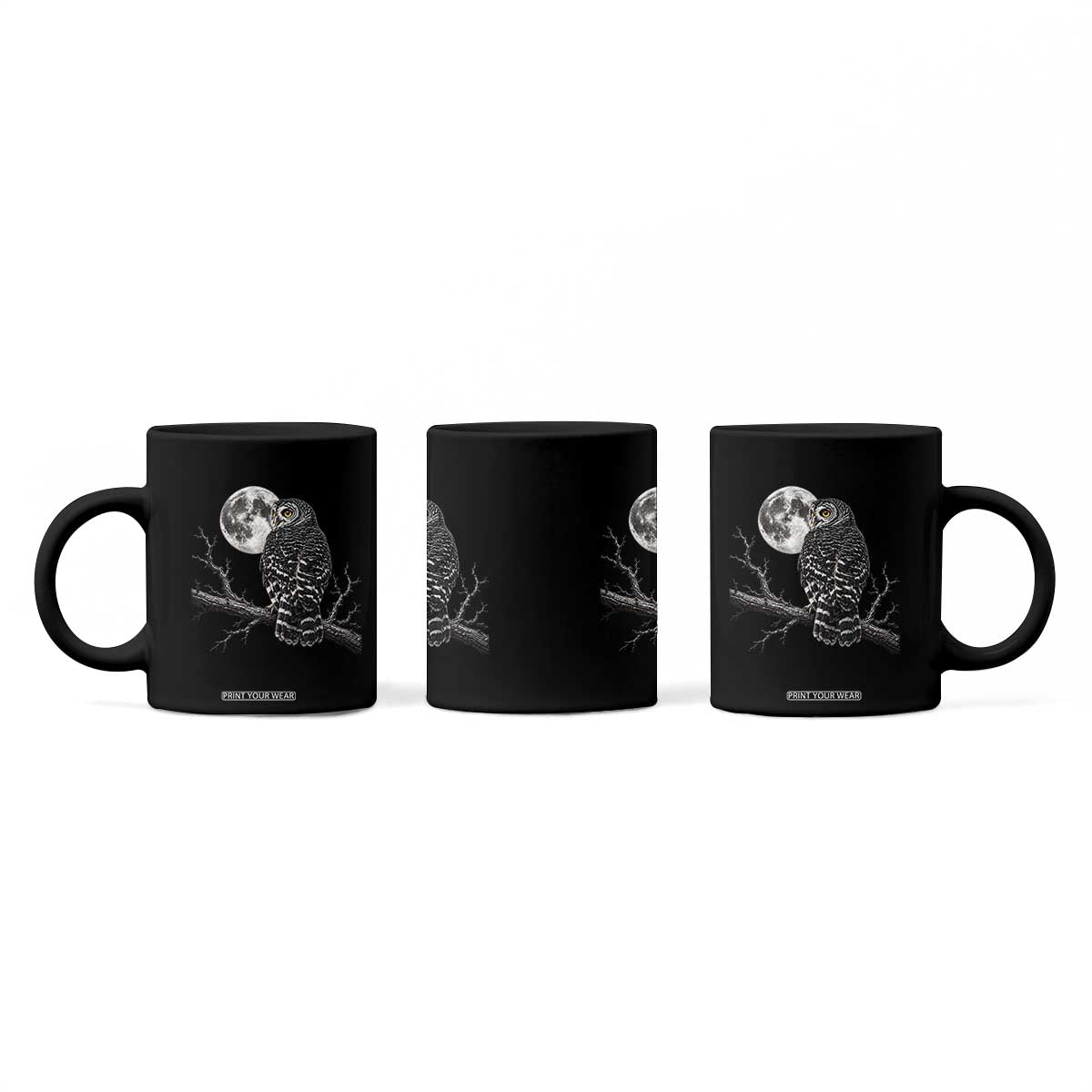 Owl Full Moon Graphic Coffee Mug Vintage Dark Academia Bird TS10 Print Your Wear
