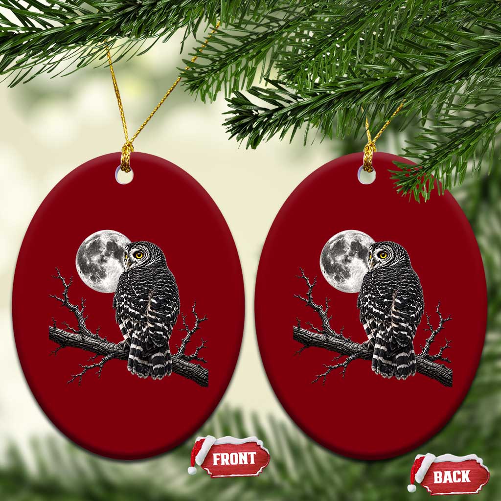 Owl Full Moon Graphic Ceramic Ornament Vintage Dark Academia Bird TS10 Print Your Wear