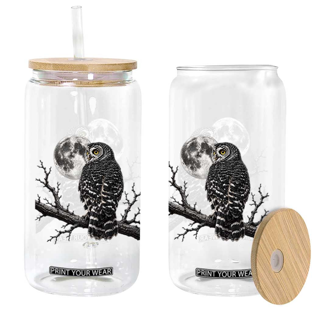 Owl Full Moon Graphic Glass Can Vintage Dark Academia Bird TS10 Print Your Wear