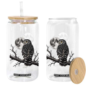 Owl Full Moon Graphic Glass Can Vintage Dark Academia Bird TS10 Print Your Wear