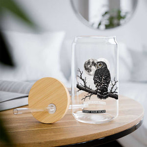 Owl Full Moon Graphic Glass Can Vintage Dark Academia Bird TS10 Print Your Wear