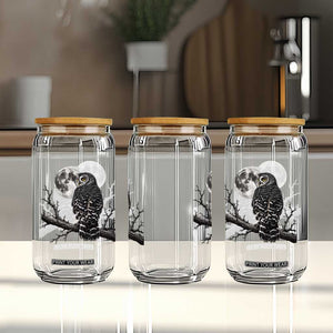 Owl Full Moon Graphic Glass Can Vintage Dark Academia Bird TS10 Print Your Wear