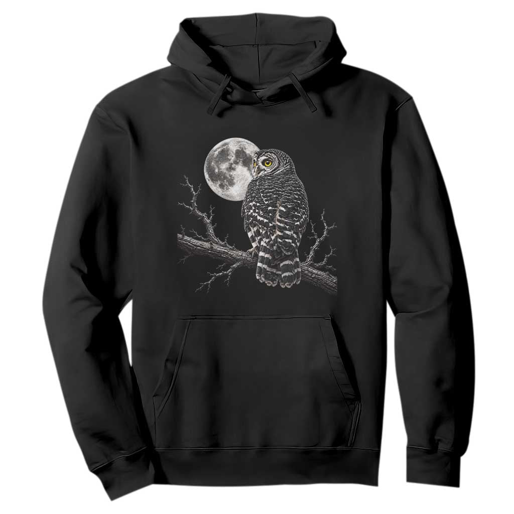 Owl Full Moon Graphic Hoodie Vintage Dark Academia Bird TS10 Black Print Your Wear