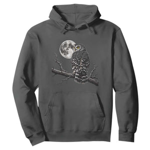 Owl Full Moon Graphic Hoodie Vintage Dark Academia Bird TS10 Dark Heather Print Your Wear