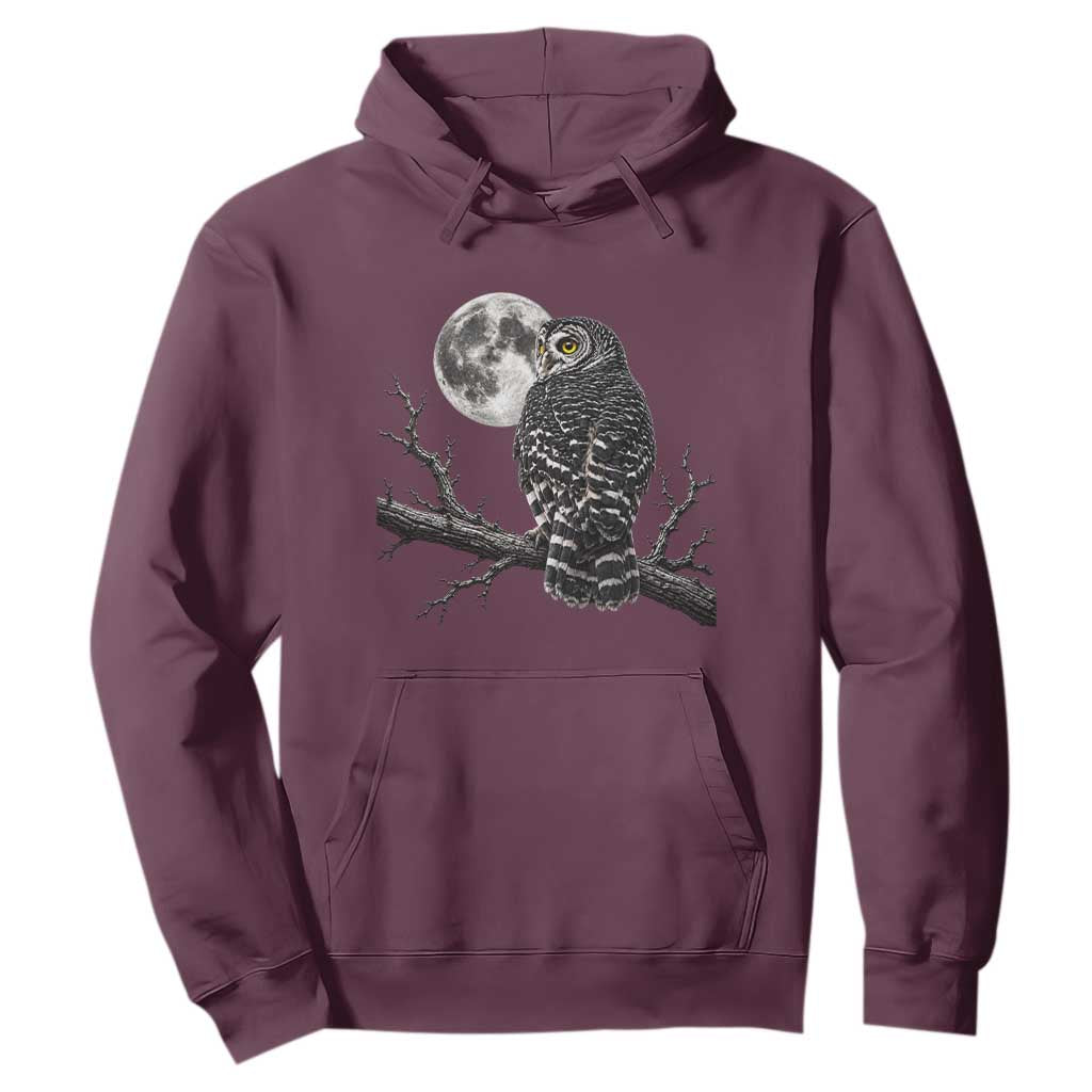Owl Full Moon Graphic Hoodie Vintage Dark Academia Bird TS10 Maroon Print Your Wear