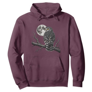 Owl Full Moon Graphic Hoodie Vintage Dark Academia Bird TS10 Maroon Print Your Wear