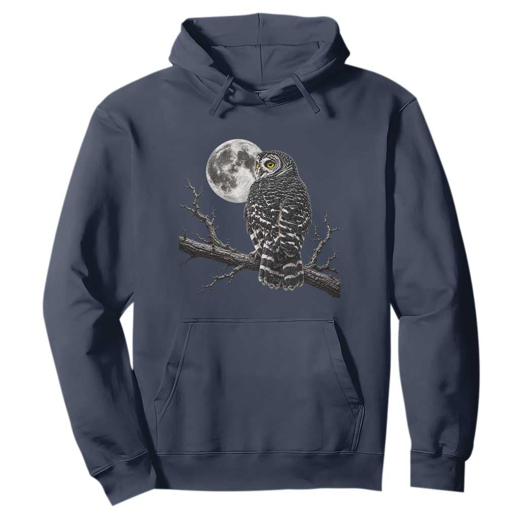 Owl Full Moon Graphic Hoodie Vintage Dark Academia Bird TS10 Navy Print Your Wear