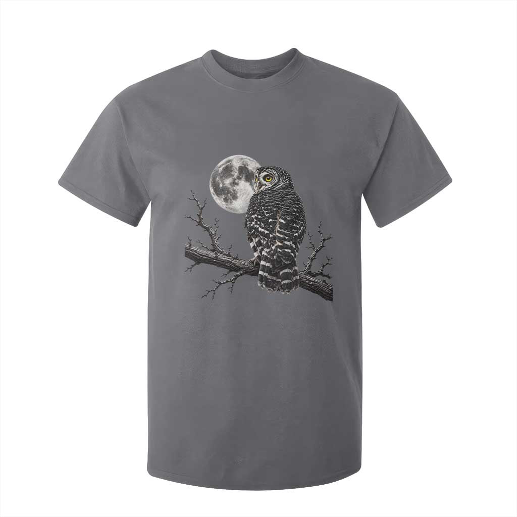 Owl Full Moon Graphic T Shirt For Kid Vintage Dark Academia Bird TS10 Charcoal Print Your Wear