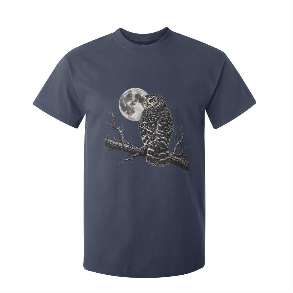 Owl Full Moon Graphic T Shirt For Kid Vintage Dark Academia Bird TS10 Navy Print Your Wear