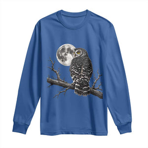 Owl Full Moon Graphic Long Sleeve Shirt Vintage Dark Academia Bird TS10 Royal Blue Print Your Wear