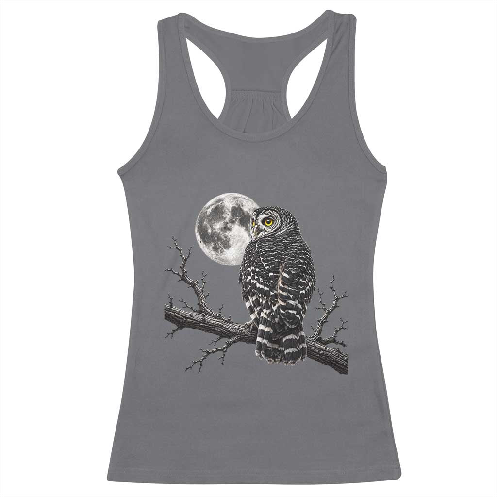 Owl Full Moon Graphic Racerback Tank Top Vintage Dark Academia Bird TS10 Charcoal Print Your Wear