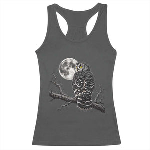 Owl Full Moon Graphic Racerback Tank Top Vintage Dark Academia Bird TS10 Dark Heather Print Your Wear