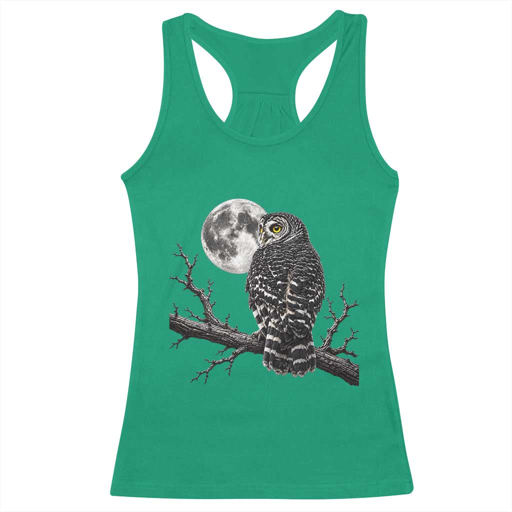 Owl Full Moon Graphic Racerback Tank Top Vintage Dark Academia Bird TS10 Irish Green Print Your Wear