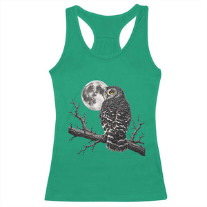 Owl Full Moon Graphic Racerback Tank Top Vintage Dark Academia Bird TS10 Irish Green Print Your Wear