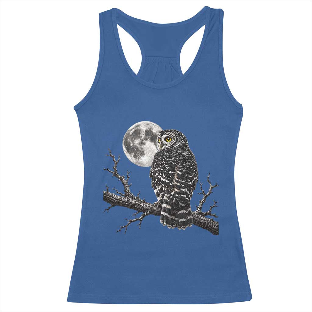 Owl Full Moon Graphic Racerback Tank Top Vintage Dark Academia Bird TS10 Royal Blue Print Your Wear