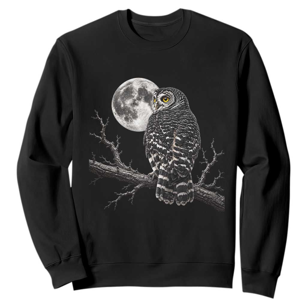 Owl Full Moon Graphic Sweatshirt Vintage Dark Academia Bird TS10 Black Print Your Wear