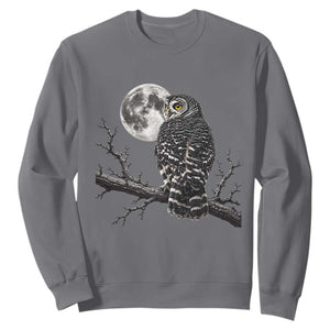 Owl Full Moon Graphic Sweatshirt Vintage Dark Academia Bird TS10 Charcoal Print Your Wear