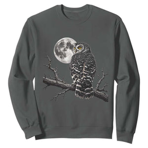 Owl Full Moon Graphic Sweatshirt Vintage Dark Academia Bird TS10 Dark Heather Print Your Wear