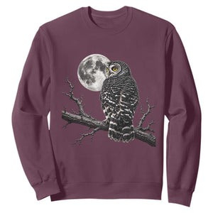 Owl Full Moon Graphic Sweatshirt Vintage Dark Academia Bird TS10 Maroon Print Your Wear