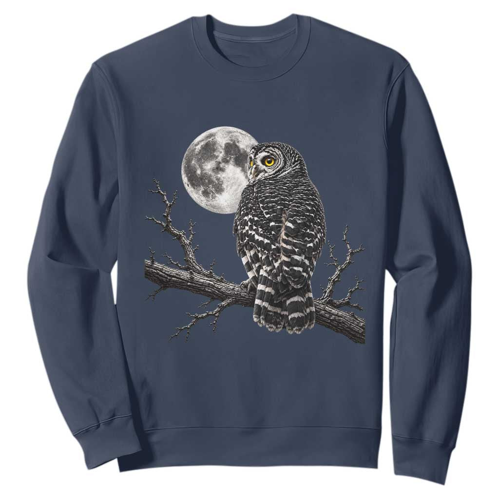 Owl Full Moon Graphic Sweatshirt Vintage Dark Academia Bird TS10 Navy Print Your Wear