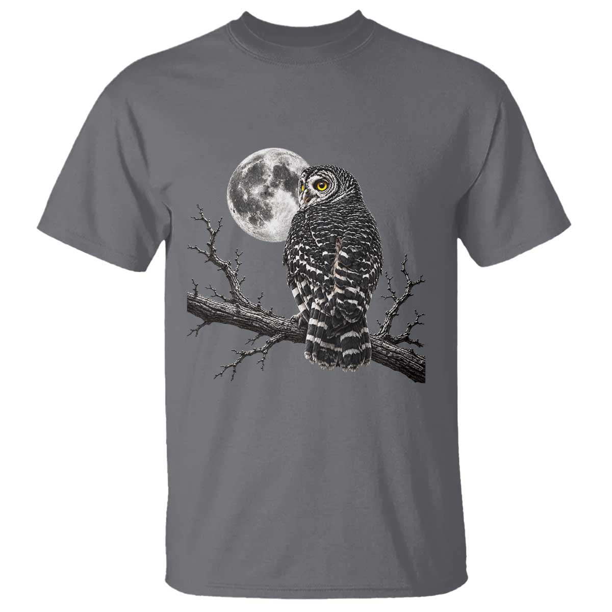 Owl Full Moon Graphic T Shirt Vintage Dark Academia Bird TS10 Charcoal Print Your Wear