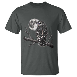 Owl Full Moon Graphic T Shirt Vintage Dark Academia Bird TS10 Dark Heather Print Your Wear