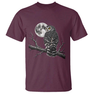 Owl Full Moon Graphic T Shirt Vintage Dark Academia Bird TS10 Maroon Print Your Wear