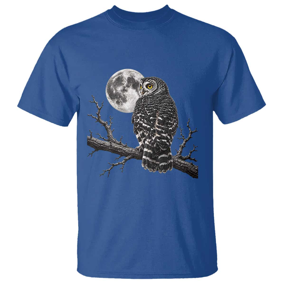 Owl Full Moon Graphic T Shirt Vintage Dark Academia Bird TS10 Royal Blue Print Your Wear