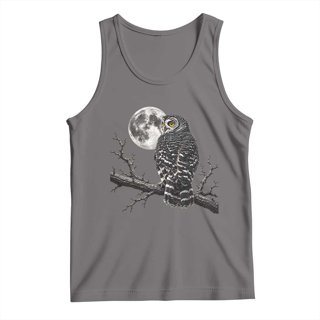 Owl Full Moon Graphic Tank Top Vintage Dark Academia Bird TS10 Deep Heather Print Your Wear
