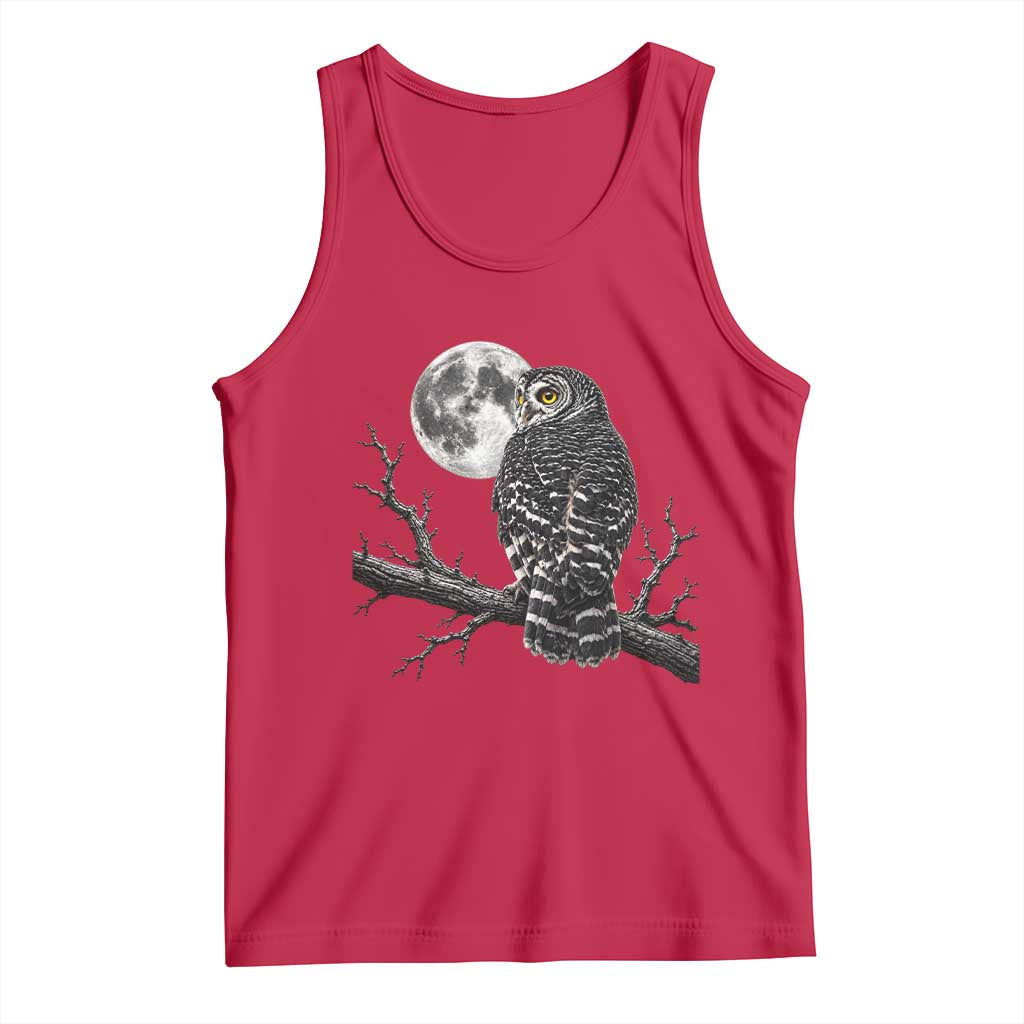Owl Full Moon Graphic Tank Top Vintage Dark Academia Bird TS10 Red Print Your Wear