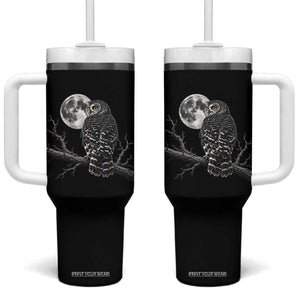 Owl Full Moon Graphic Tumbler With Handle Vintage Dark Academia Bird TS10 One Size: 40 oz Black Print Your Wear
