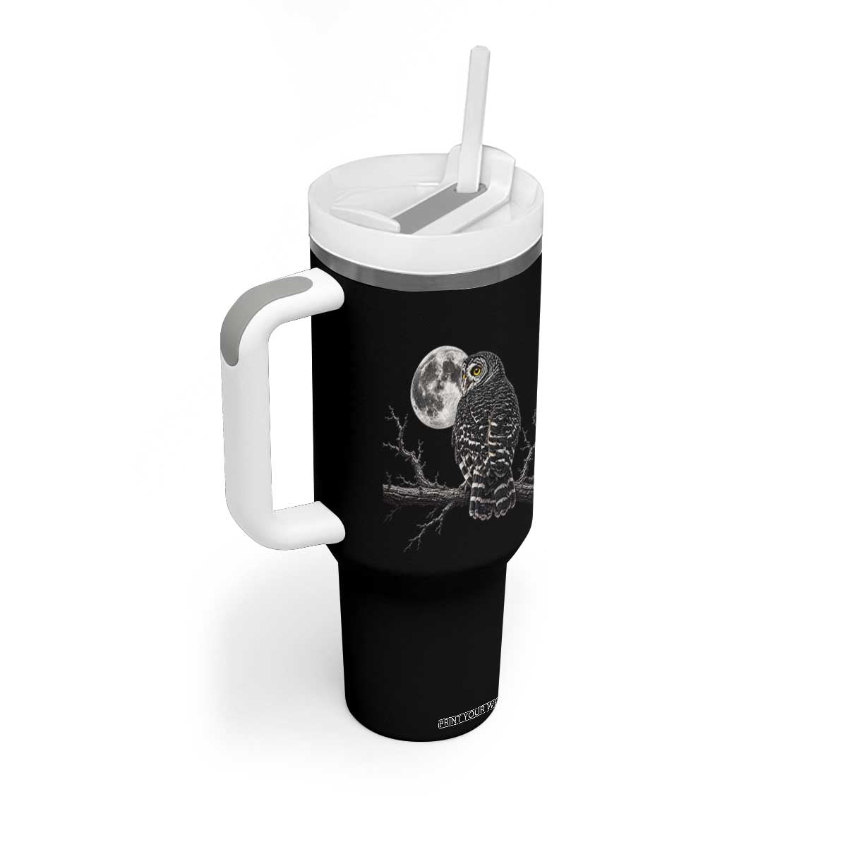 Owl Full Moon Graphic Tumbler With Handle Vintage Dark Academia Bird TS10 Print Your Wear