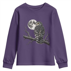 Owl Full Moon Graphic Youth Sweatshirt Vintage Dark Academia Bird TS10 Purple Print Your Wear